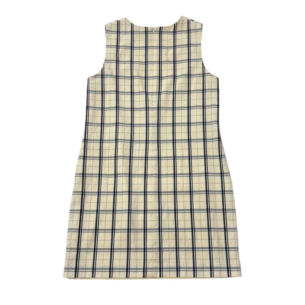 Theory Sleeveless Plaid Dress - Size 8 - Ivory - Shift, Above Knee, Work Classic - Picture 10 of 12